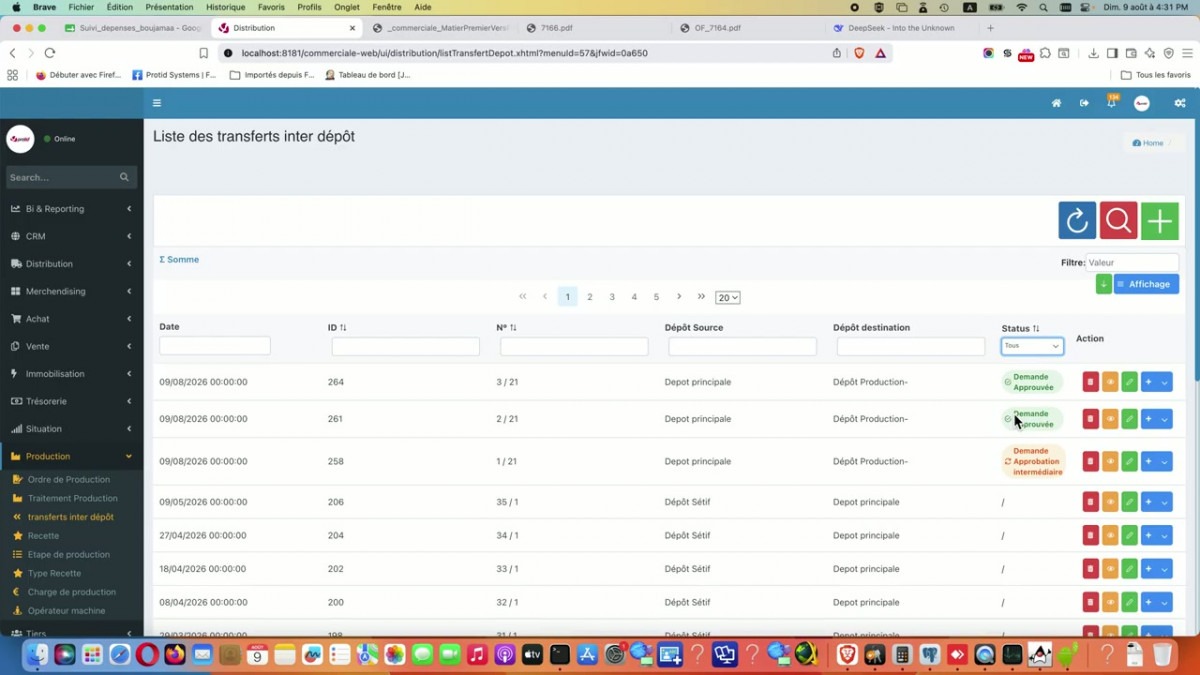 Transformation Semi-Fini et Transfert de Stock - Protid GPAO